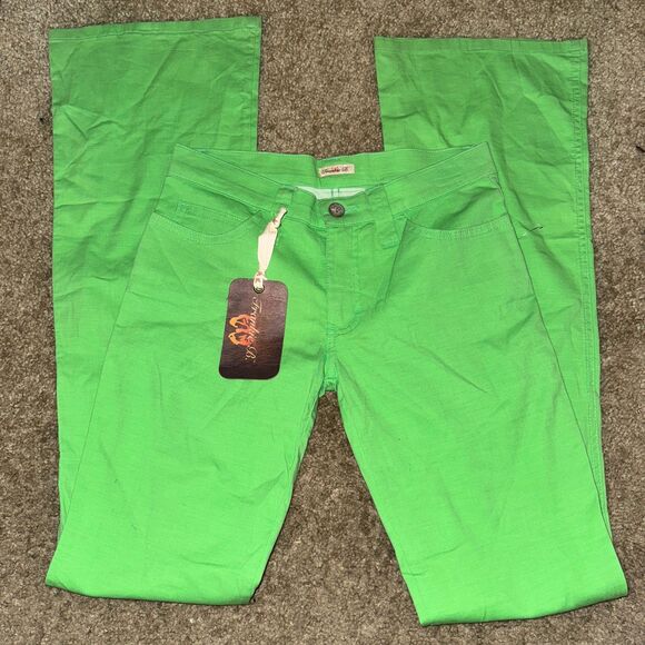 Size 2 Frankie B Deadstock Neon Green Y2K Jeans NWT - Picture 1 of 3